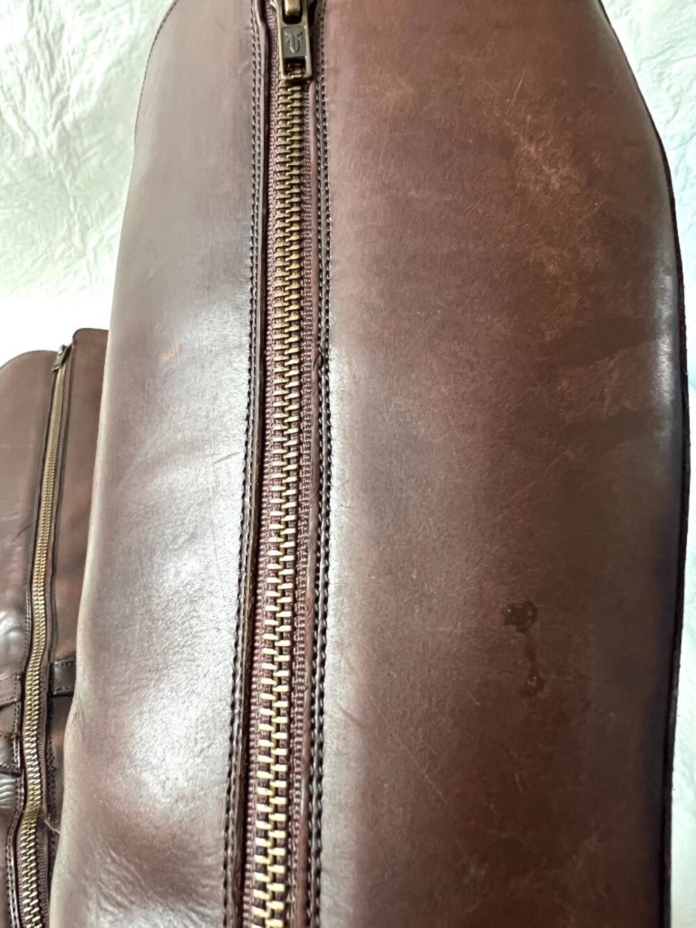 Frye boots womens 8.5 brown leather Jordan Strap Tall zip up knee high riding - Picture 10 of 12